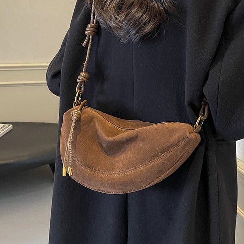 Womens Suede Crossbody Bag